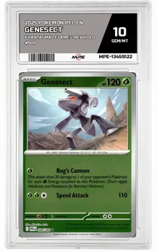 2025 POKEMON PFL EN PHANTASMAL FLAMES-REV HOLO #008 GENESECT MPE 10 GEM/MT — graded card up for auction