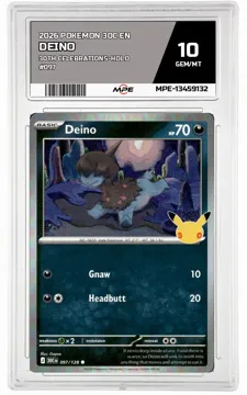 2026 POKEMON 30C EN 30TH CELEBRATIONS-HOLO #097 DEINO MPE 10 GEM/MT — graded card up for auction