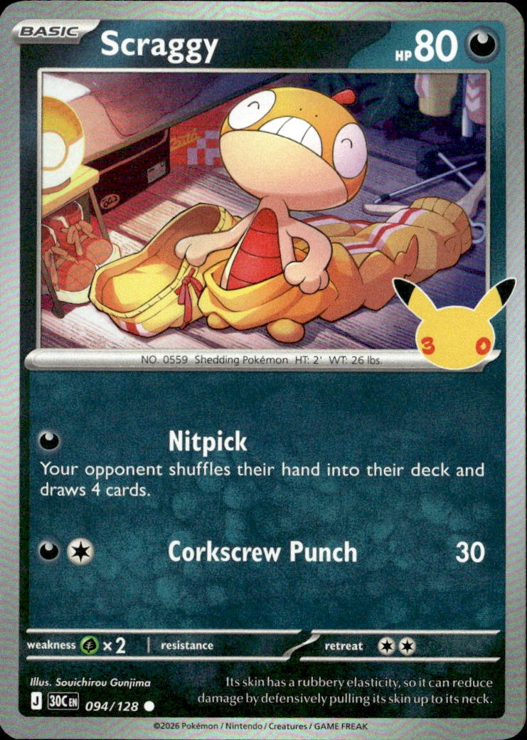 2026 Pokemon 30C En Scraggy graded slab