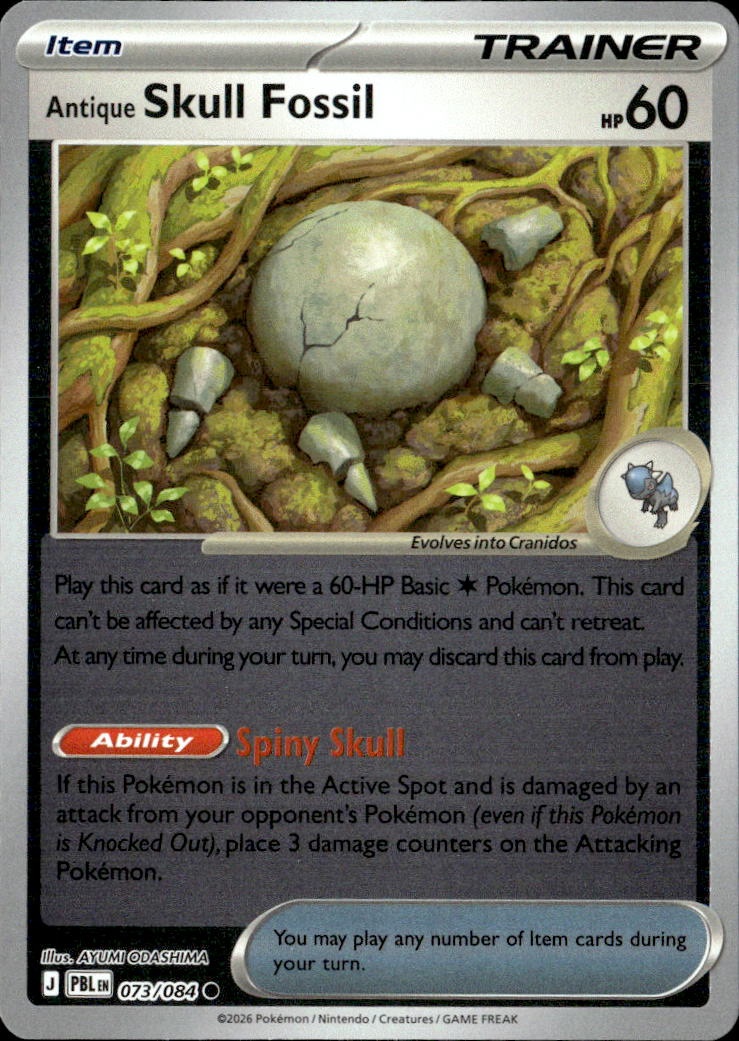 2026 Pokemon Pbl En Antique Skull Fossil graded slab
