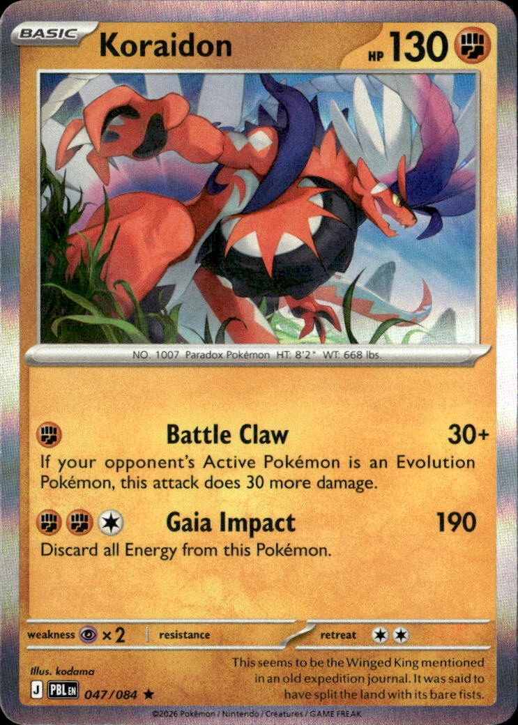 2026 Pokemon Pbl En Koraidon graded slab