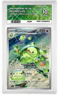 2024 POKEMON TEF EN TEMPORAL FORCES-Ilustration Rare #171 REUNICLUS MPE 10 GEM/MT — graded card up for auction