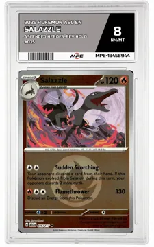 2026 POKEMON ASC EN ASCENDED HEROES-REV HOLO #035 SALAZZLE MPE 8 NM/MT — graded card up for auction