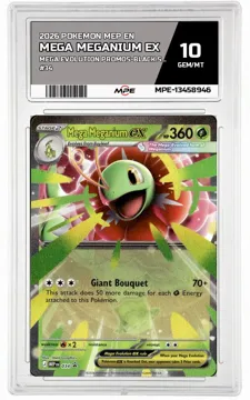 2026 POKEMON MEP EN MEGA EVOLUTION PROMOS-Black Star Promo #34 MEGA MEGANIUM EX MPE 10 GEM/MT — graded card up for auction