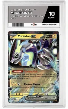 2023 POKEMON SVP EN SCARLET AND VIOLET PROMOS-Black Star Promo #028 MIRAIDON EX MPE 10 GEM/MT — graded card up for auction