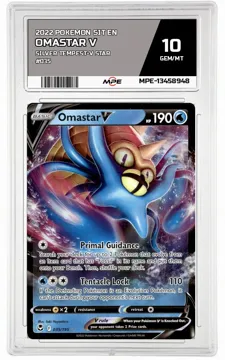 2022 POKEMON SIT EN SILVER TEMPEST-V STAR #035 OMASTAR V MPE 10 GEM/MT — graded card up for auction