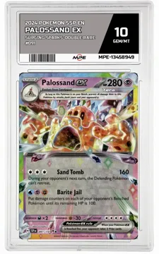 2024 POKEMON SSP EN SURGING SPARKS-Double Rare #091 PALOSSAND EX MPE 10 GEM/MT — graded card up for auction