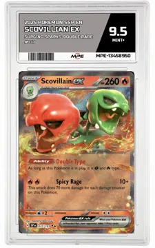 2024 POKEMON SSP EN SURGING SPARKS-Double Rare #037 SCOVILLIAN EX MPE 9.5 MINT+ — graded card up for auction