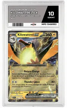 2024 POKEMON SSP EN SURGING SPARKS-Double Rare #068 KILOWATTREL EX MPE 10 GEM/MT — graded card up for auction