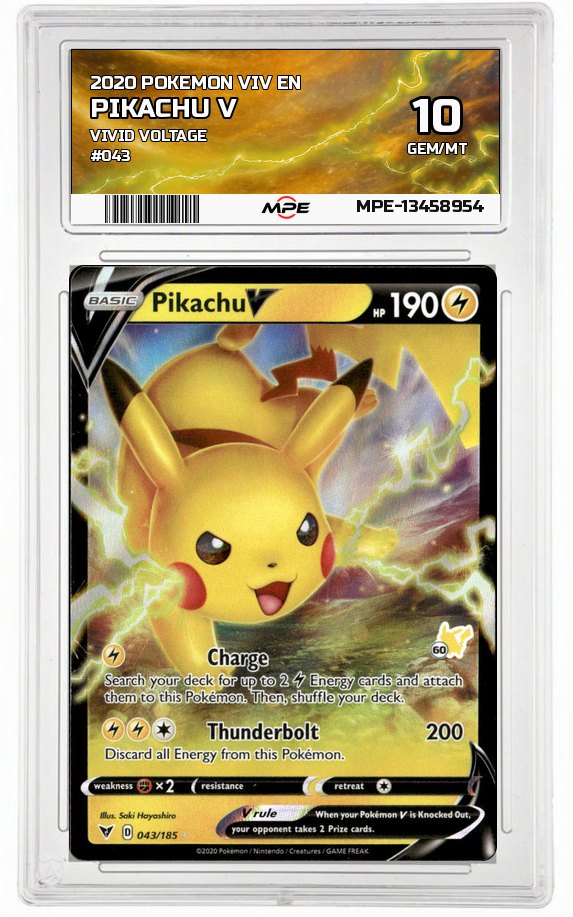 2020 POKEMON VIV EN VIVID VOLTAGE #043 PIKACHU V MPE 10 GEM/MT — graded card auctioned from the MPE vault