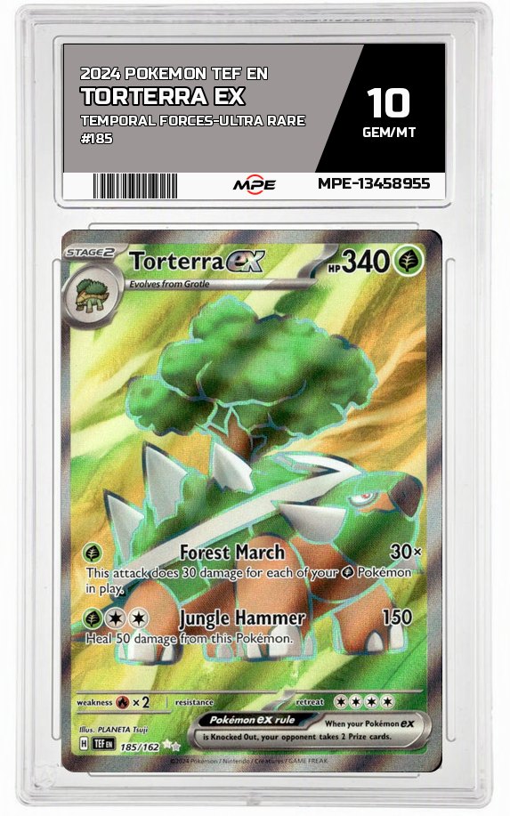 2024 POKEMON TEF EN TEMPORAL FORCES-Ultra Rare #185 TORTERRA EX MPE 10 GEM/MT — graded card auctioned from the MPE vault