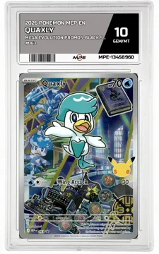 2026 POKEMON MEP EN MEGA EVOLUTION PROMOS-Black Star Promo #063 QUAXLY MPE 10 GEM/MT — graded card up for auction