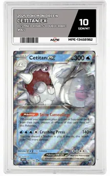 2025 POKEMON DRI EN DESTINED RIVALS-Double Rare #065 CETITAN EX MPE 10 GEM/MT — graded card up for auction