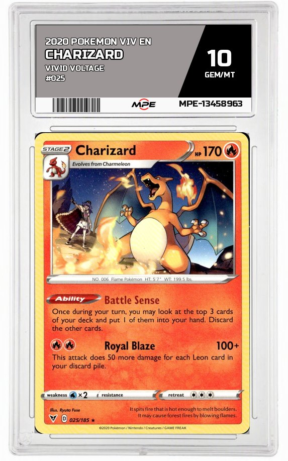 2020 POKEMON VIV EN VIVID VOLTAGE #025 CHARIZARD MPE 10 GEM/MT — graded card auctioned from the MPE vault