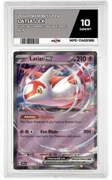 2024 POKEMON SSP EN SURGING SPARKS-Double Rare #076 LATIAS EX MPE 10 GEM/MT — graded card up for auction