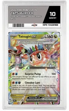 2024 POKEMON SSP EN SURGING SPARKS-Double Rare #142 TATSUGIRI EX MPE 10 GEM/MT — graded card up for auction