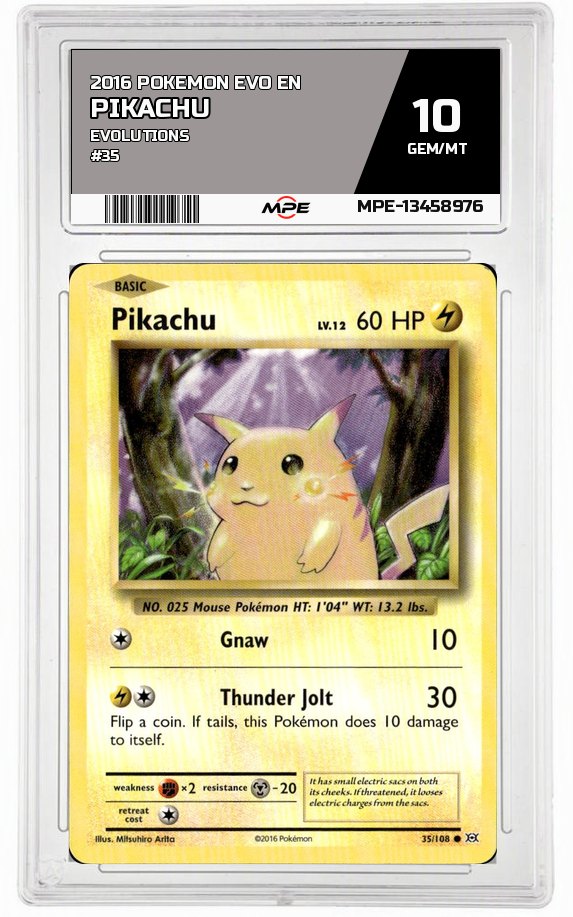 2016 POKEMON EVO EN EVOLUTIONS #35 PIKACHU MPE 10 GEM/MT — graded card auctioned from the MPE vault