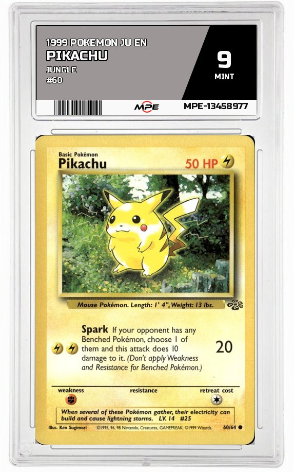 1999 POKEMON JU EN JUNGLE #60 PIKACHU MPE 9 MINT — graded card auctioned from the MPE vault