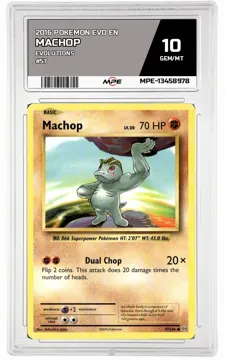 2016 POKEMON EVO EN EVOLUTIONS #57 MACHOP MPE 10 GEM/MT — graded card up for auction