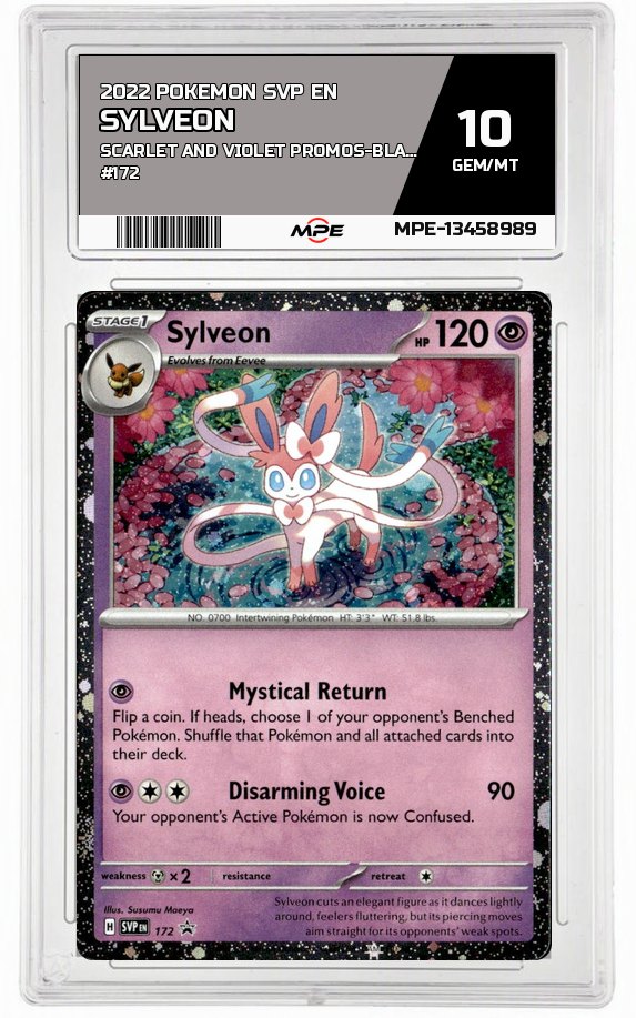 2022 POKEMON SVP EN SCARLET AND VIOLET PROMOS-Black Star Promo #172 SYLVEON MPE 10 GEM/MT — graded card auctioned from the MPE vault