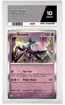 2025 POKEMON MEG EN MEGA EVOLUTION-HOLO #064 XERNEAS MPE 10 GEM/MT — graded card up for auction
