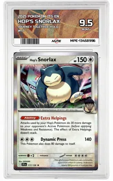 2025 POKEMON JTG EN JOURNEY TOGETHER-HOLO #117 HOP'S SNORLAX MPE 9.5 MINT+ — graded card up for auction