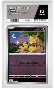 2025 POKEMON MEG EN MEGA EVOLUTION-REV HOLO #054 ABRA MPE 10 GEM/MT — graded card up for auction