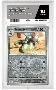 2025 POKEMON JTG EN JOURNEY TOGETHER-REV HOLO #102 ESCAVALIER MPE 10 GEM/MT — graded card up for auction