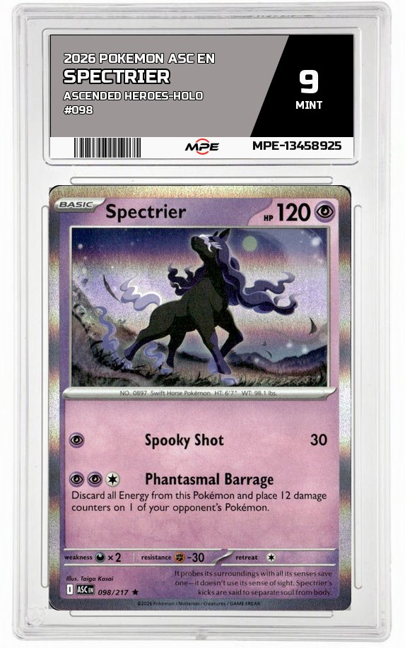 2026 POKEMON ASC EN ASCENDED HEROES-HOLO #098 SPECTRIER MPE 9 MINT — graded card auctioned from the MPE vault