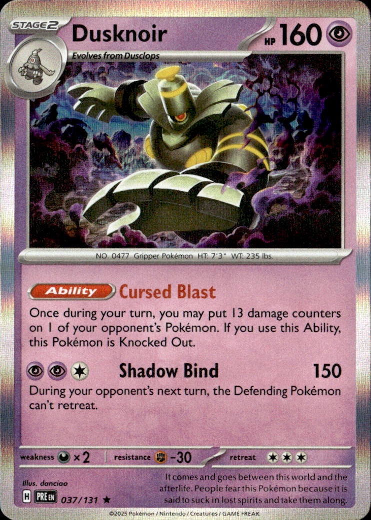 2025 Pokemon Pre En Dusknoir graded slab