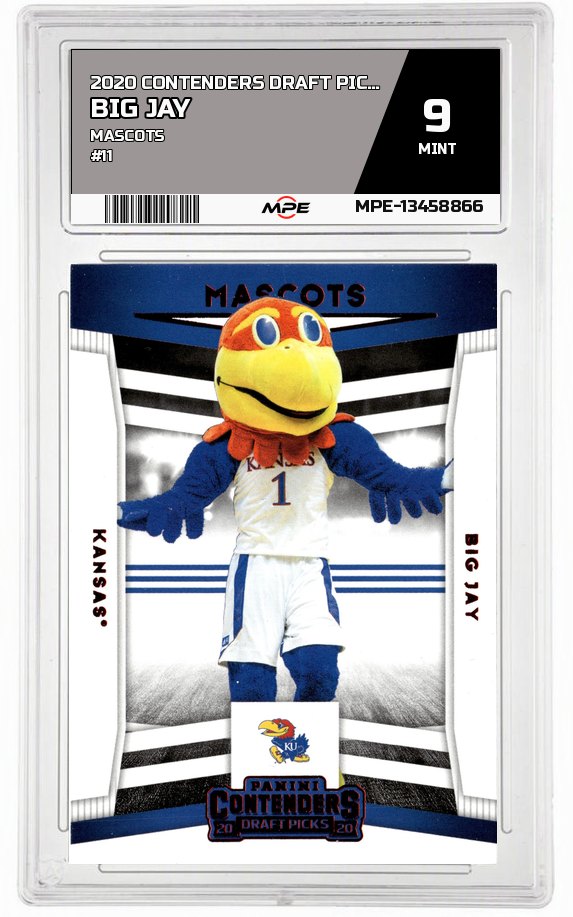 2020 CONTENDERS DRAFT PICKS MASCOTS #11 BIG JAY MPE 9 MINT — graded card auctioned from the MPE vault
