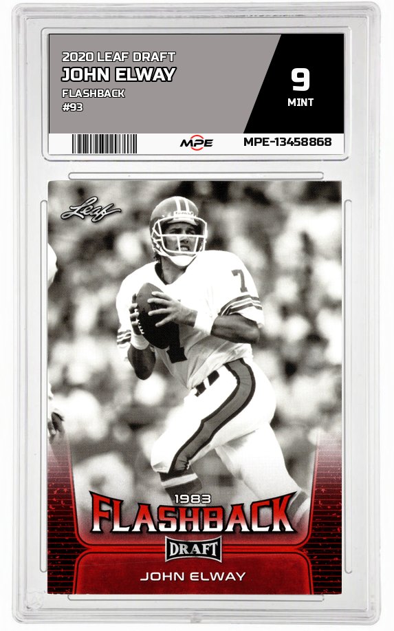 2020 LEAF DRAFT FLASHBACK #93 JOHN ELWAY MPE 9 MINT — graded card auctioned from the MPE vault