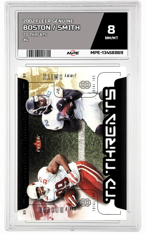 2002 FLEER GENUINE TD THREATS #4 BOSTON / SMITH MPE 8 NM/MT — graded card auctioned from the MPE vault