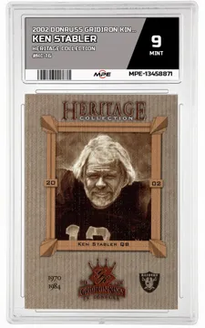 2002 DONRUSS GRIDIRON KINGS HERITAGE COLLECTION #HC-16 KEN STABLER MPE 9 MINT — graded card up for auction
