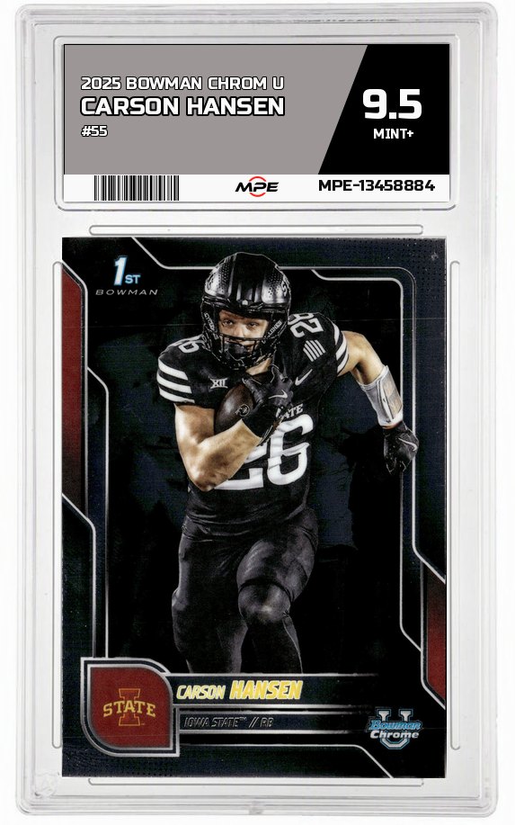 2025 BOWMAN CHROM U #55 CARSON HANSEN MPE 9.5 MINT+ — graded card auctioned from the MPE vault