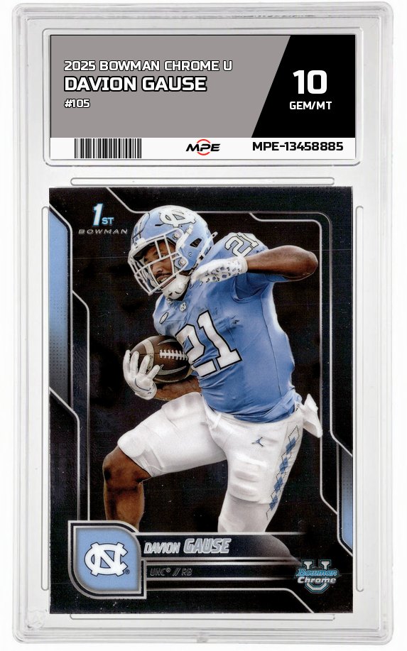 2025 BOWMAN CHROME U #105 DAVION GAUSE MPE 10 GEM/MT — graded card auctioned from the MPE vault