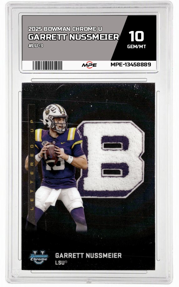 2025 BOWMAN CHROME U #LU-3 GARRETT NUSSMEIER MPE 10 GEM/MT — graded card auctioned from the MPE vault