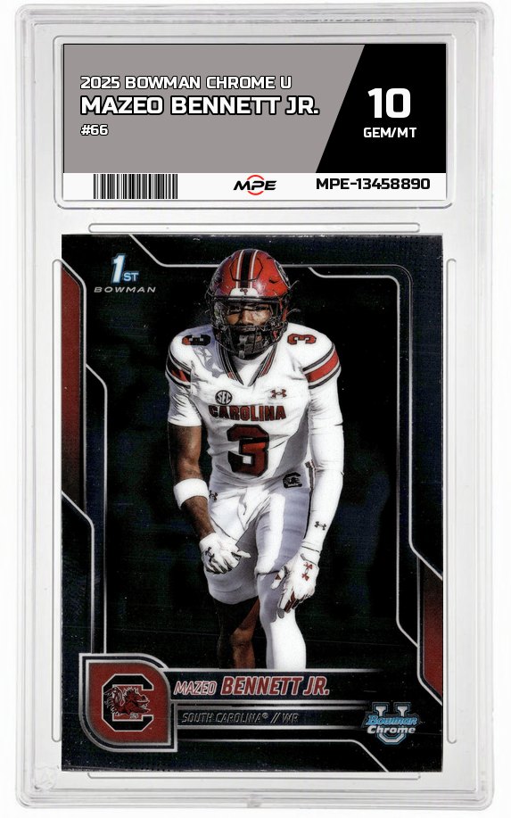 2025 BOWMAN CHROME U #66 MAZEO BENNETT JR. MPE 10 GEM/MT — graded card auctioned from the MPE vault