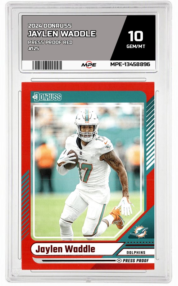 2024 DONRUSS Press Proof Red #125 JAYLEN WADDLE MPE 10 GEM/MT — graded card auctioned from the MPE vault