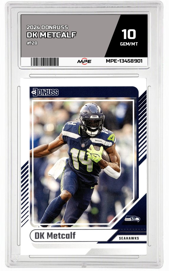 2024 DONRUSS #128 DK METCALF MPE 10 GEM/MT — graded card auctioned from the MPE vault
