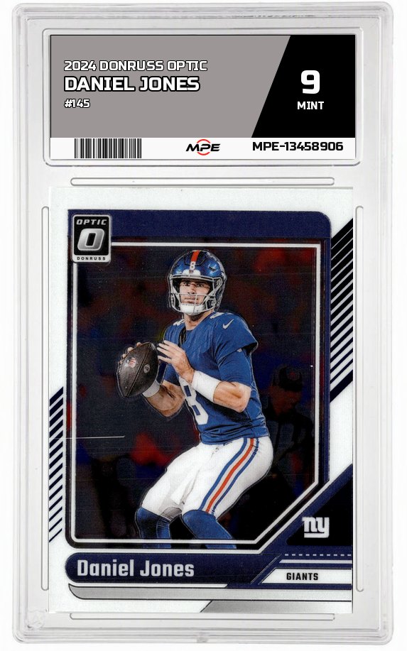 2024 DONRUSS OPTIC #145 DANIEL JONES MPE 9 MINT — graded card auctioned from the MPE vault