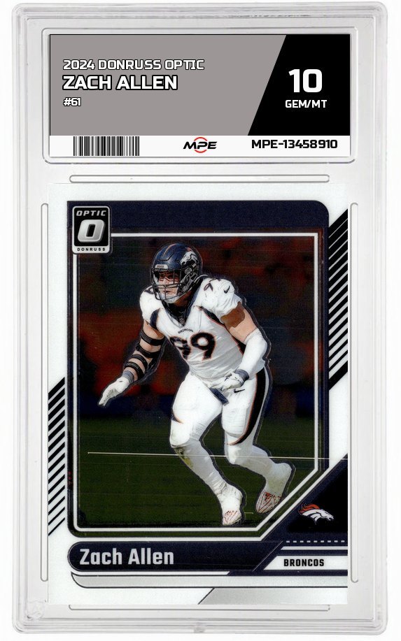 2024 DONRUSS OPTIC #61 ZACH ALLEN MPE 10 GEM/MT — graded card auctioned from the MPE vault