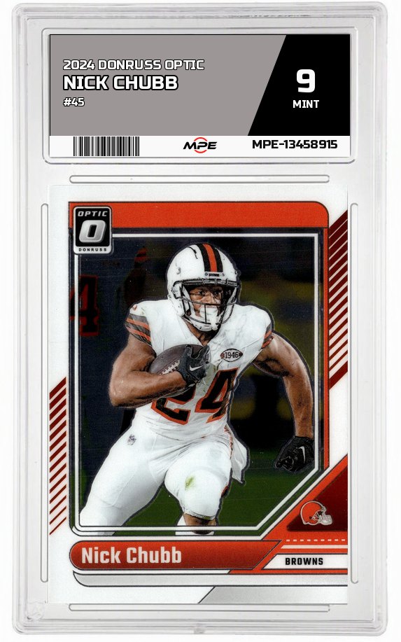 2024 DONRUSS OPTIC #45 NICK CHUBB MPE 9 MINT — graded card auctioned from the MPE vault