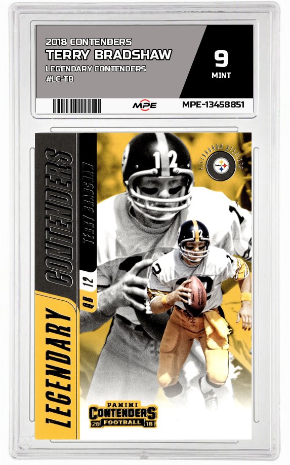 2018 CONTENDERS LEGENDARY CONTENDERS #LC-TB TERRY BRADSHAW MPE 9 MINT — graded card auctioned from the MPE vault