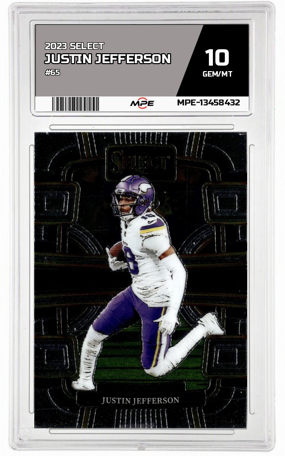 2023 SELECT #65 JUSTIN JEFFERSON MPE 10 GEM/MT — graded card auctioned from the MPE vault