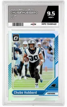 2024 DONRUSS OPTIC PRIZM #28 CHUBA HUBBARD MPE 9.5 MINT+ — graded card up for auction