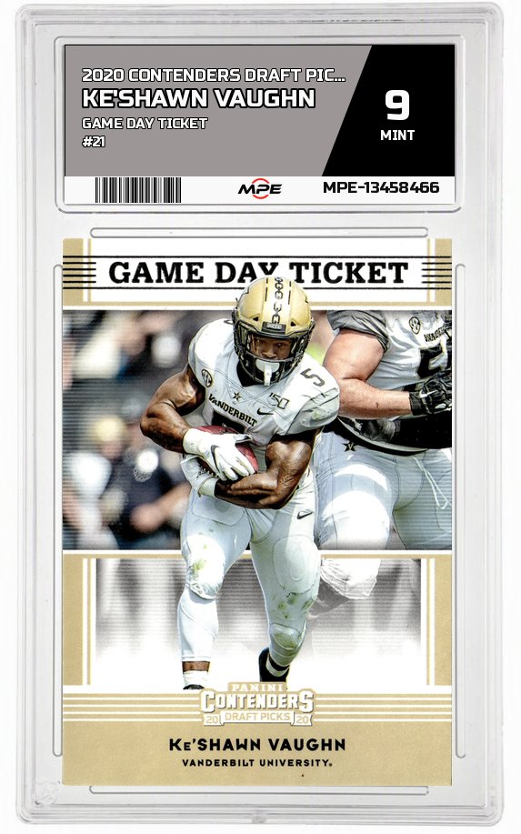 2020 CONTENDERS DRAFT PICKS GAME DAY TICKET #21 KE'SHAWN VAUGHN MPE 9 MINT — graded card auctioned from the MPE vault