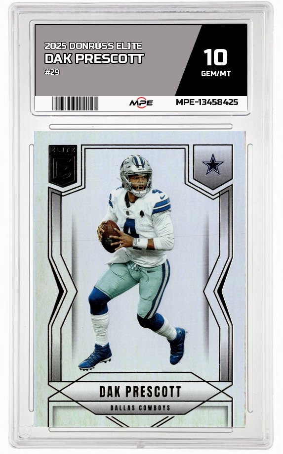 2025 DONRUSS ELITE #29 DAK PRESCOTT MPE 10 GEM/MT — graded card auctioned from the MPE vault