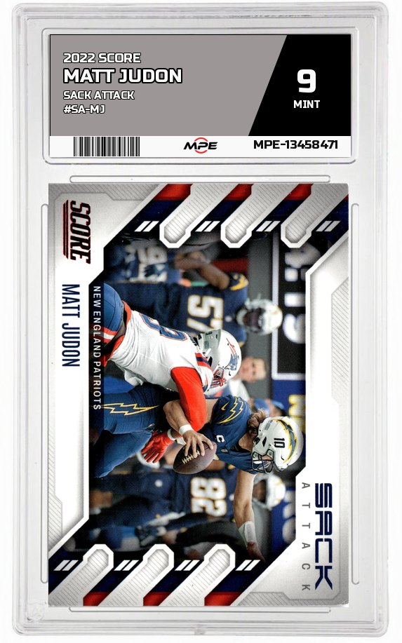 2022 SCORE SACK ATTACK #SA-MJ MATT JUDON MPE 9 MINT — graded card auctioned from the MPE vault