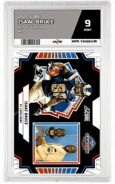 2025 SCORE MEN OF CANTON #11 ISAAC BRUCE MPE 9 MINT — graded card up for auction